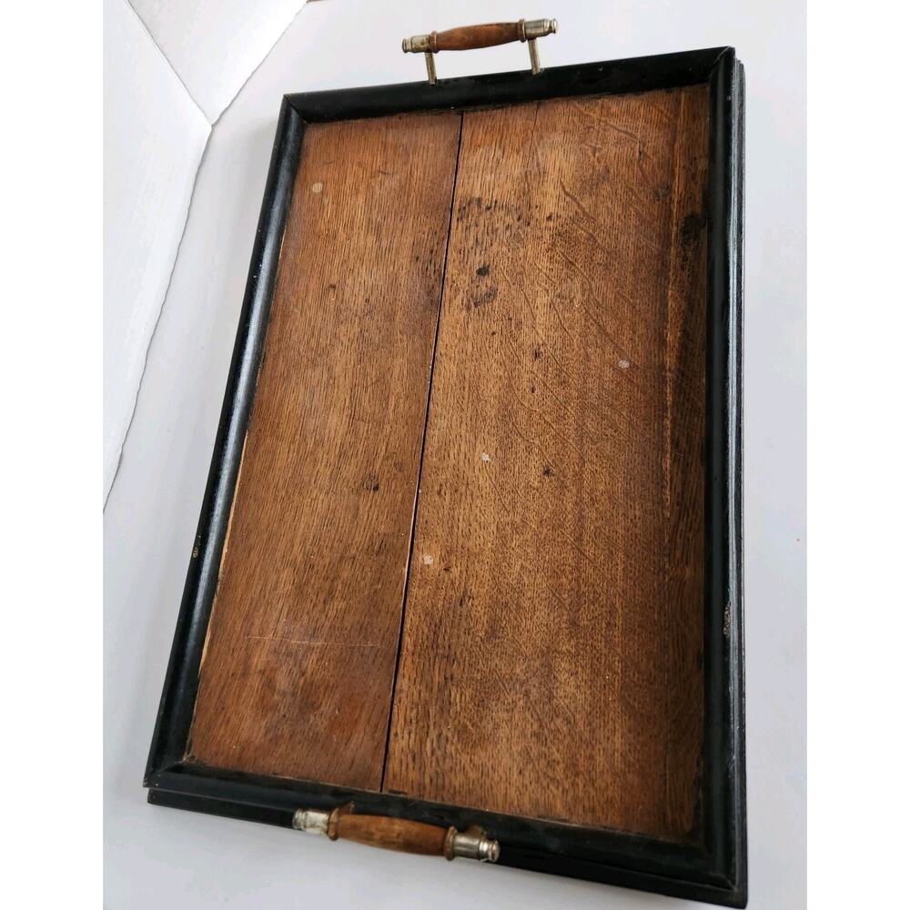 30's Vintage Weathered Patina Large Oak Serving Tray Primitive Rustic Farmhouse